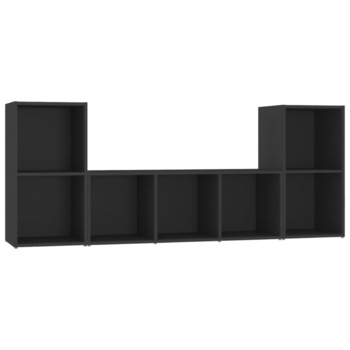 Set de 3 dulapuri TV cu montaj pe perete vidaXL, PAL, 107 x 35 x 37 cm, Negru Set de 3 dulapuri TV cu montaj pe perete vidaXL, PAL, 107 x 35 x 37 cm, Negru