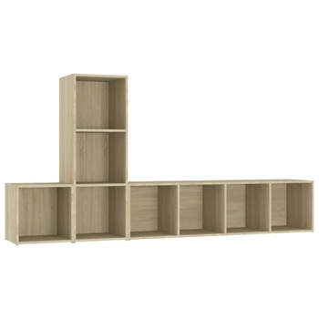 Set de 3 dulapuri TV cu montaj pe perete vidaXL, PAL, 142.5 x 35 x 36.5 cm, Maro/Stejar Sonoma Set de 3 dulapuri TV cu montaj pe perete vidaXL, PAL, 142.5 x 35 x 36.5 cm, Maro/Stejar Sonoma