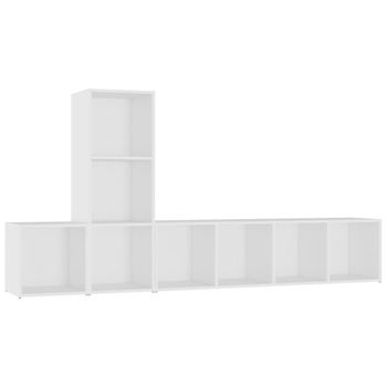 Set de 3 dulapuri TV cu montaj pe perete vidaXL, PAL, 142.5 x 35 x 36.5 cm, Alb Set de 3 dulapuri TV cu montaj pe perete vidaXL, PAL, 142.5 x 35 x 36.5 cm, Alb