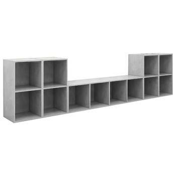 Set de 5 comode TV vidaXL, PAL, 142.5 x 35 x 36.5 cm, Gri beton Set de 5 comode TV vidaXL, PAL, 142.5 x 35 x 36.5 cm, Gri beton