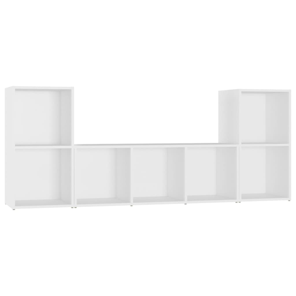 Set de 3 dulapuri TV cu montaj pe perete vidaXL, PAL, 107 x 35 x 37 cm, Alb