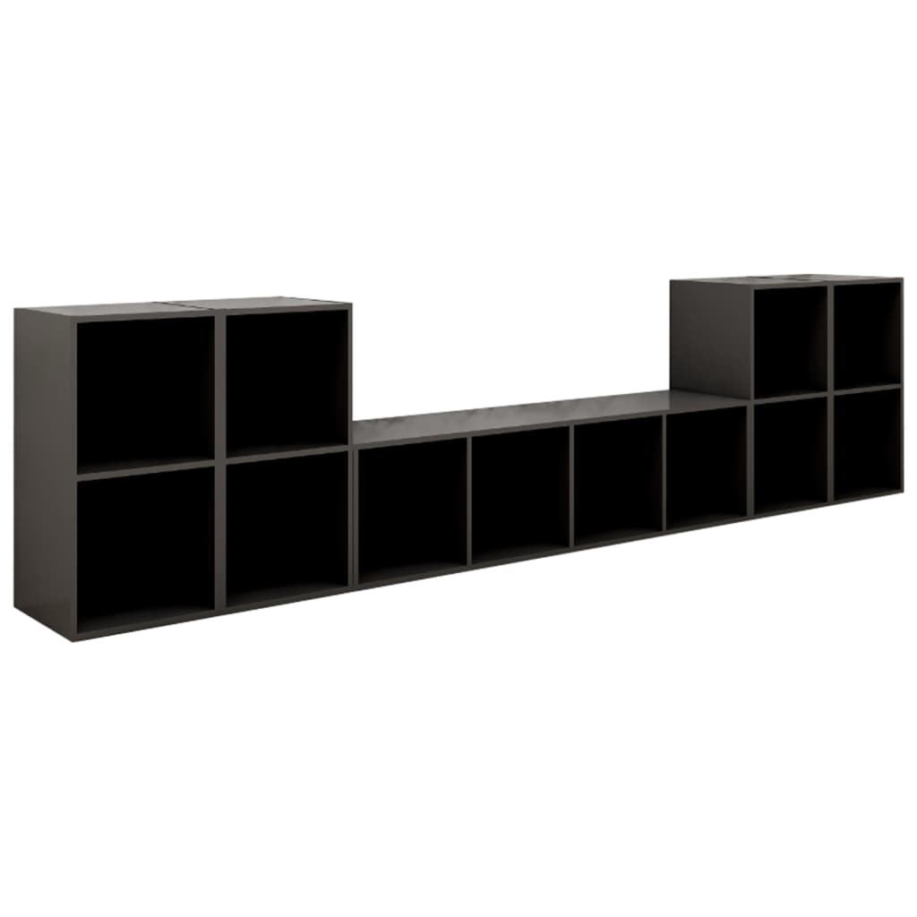 Set de 5 comode TV vidaXL, PAL, 142.5 x 35 x 36.5 cm, Gri