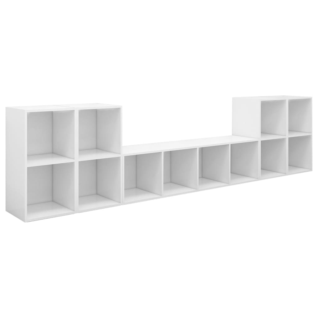Set de 5 comode TV vidaXL, PAL, 142.5 x 35 x 36.5 cm, Alb