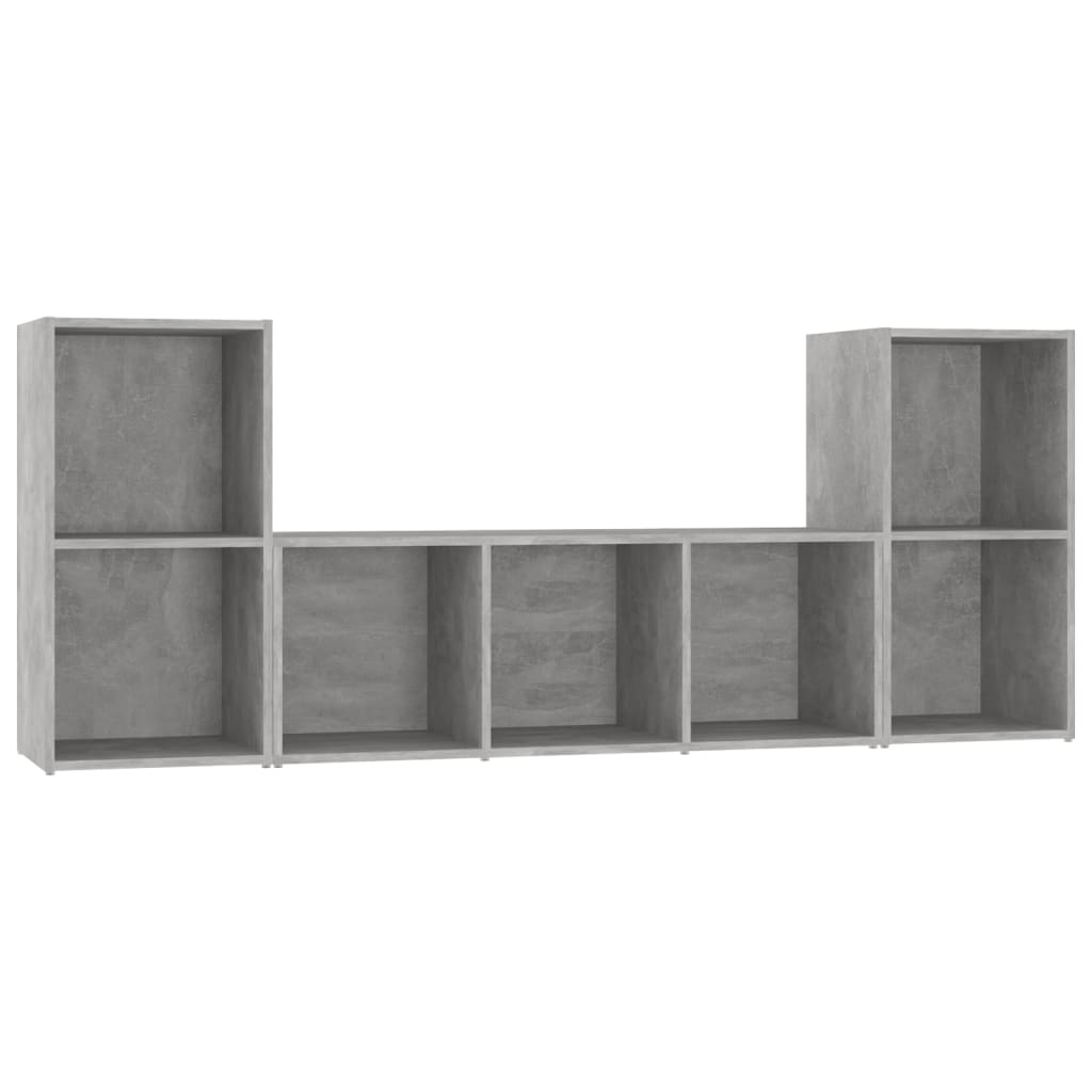 Set de 3 dulapuri TV cu montaj pe perete vidaXL, PAL, 107 x 35 x 37 cm, Gri beton