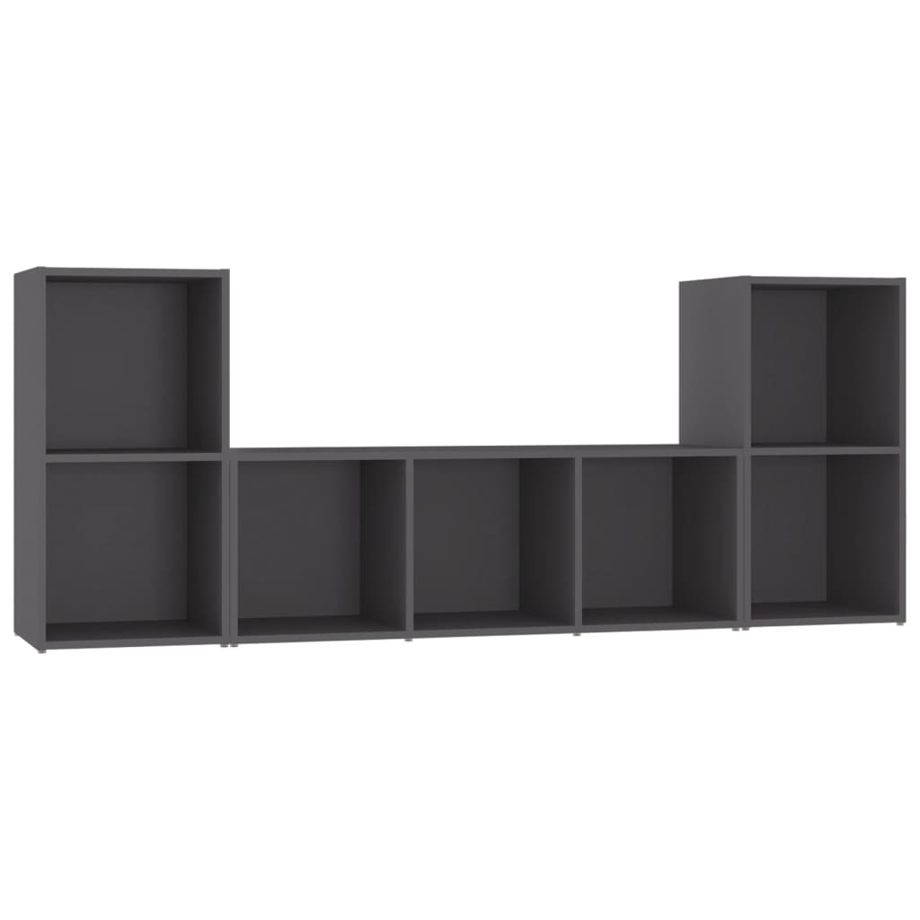 Set de 3 dulapuri TV cu montaj pe perete vidaXL, PAL, 107 x 35 x 37 cm, Gri
