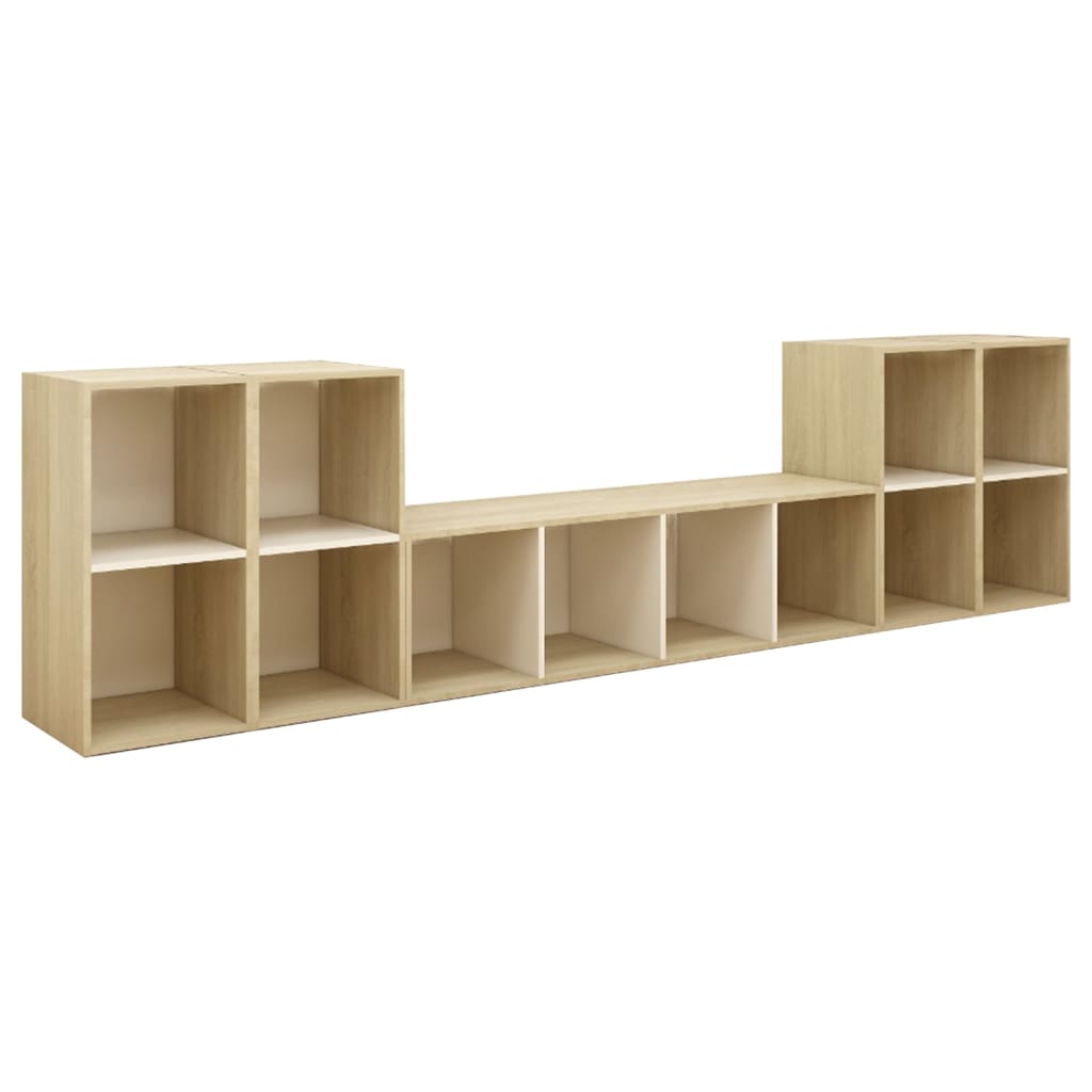 Set de 5 comode TV vidaXL, PAL, 142.5 x 35 x 36.5 cm, Bej