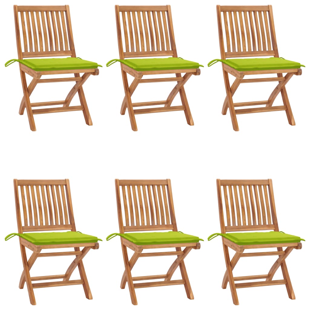 Set Scaune gradina pliabile cu perne, 6 buc, lemn masiv tec