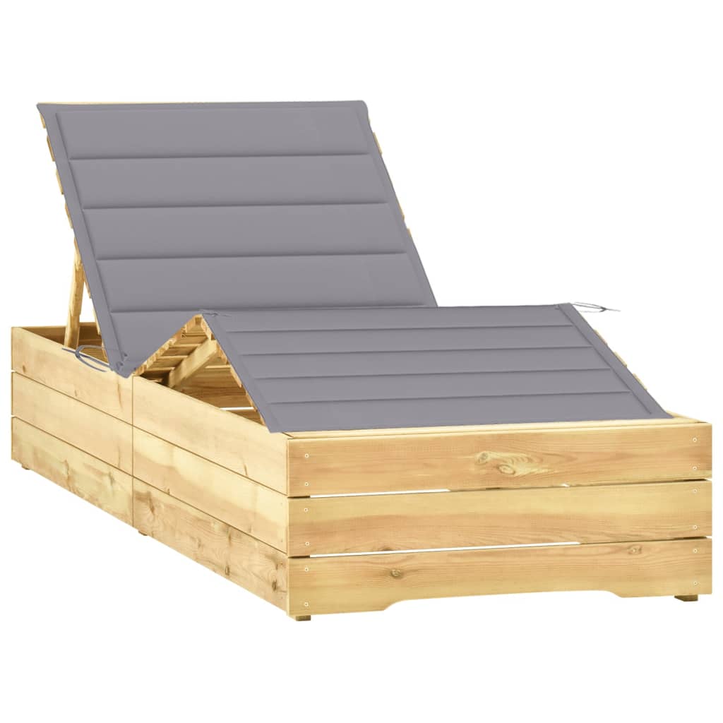 Sezlong vidaXL, Lemn, N/A,, Gri