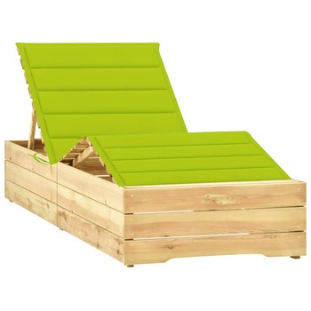 Sezlong cu perna verde aprins, lemn de pin tratat 3065950 198 x 90 x (30-75) cm Sezlong cu perna verde aprins, lemn de pin tratat 3065950 198 x 90 x (30-75) cm