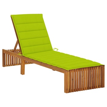 Sezlong cu perna, lemn masiv de acacia 3064160 maro/verde 200 x 60 x 30/90 cm Sezlong cu perna, lemn masiv de acacia 3064160 maro/verde 200 x 60 x 30/90 cm