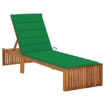Sezlong cu perna, lemn masiv de acacia 3064154 maro/verde 200 x 60 x 30/90 cm Sezlong cu perna, lemn masiv de acacia 3064154 maro/verde 200 x 60 x 30/90 cm