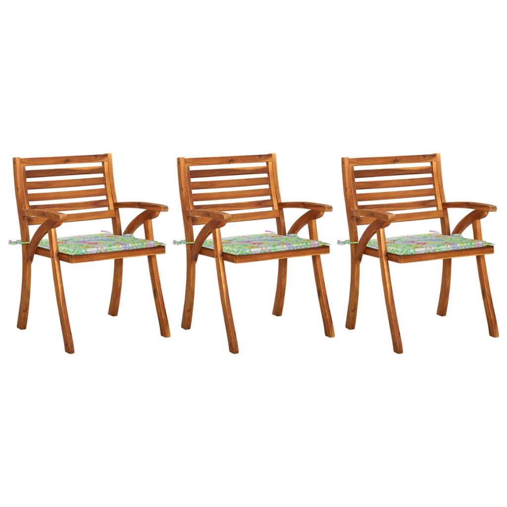 Set Scaune de gradina cu perne, 3 buc, lemn masiv de acacia maro 3060817 59 x 59 x 87 cm