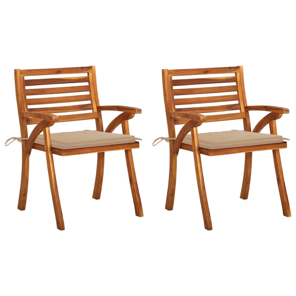 Set Scaune de gradina cu perne, 2 buc maro/Bej, lemn masiv acacia 3060789
