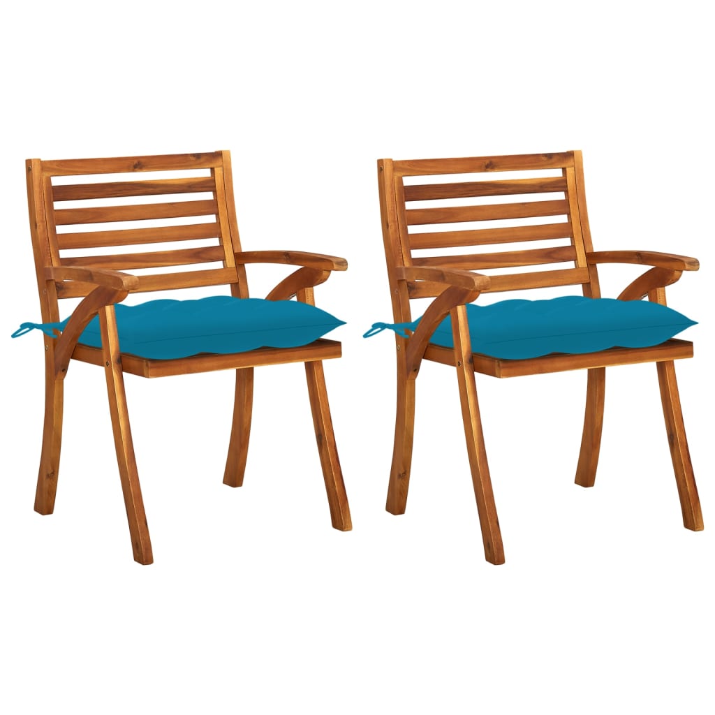 Set Scaune de gradina cu perne, 2 buc, lemn masiv de acacia