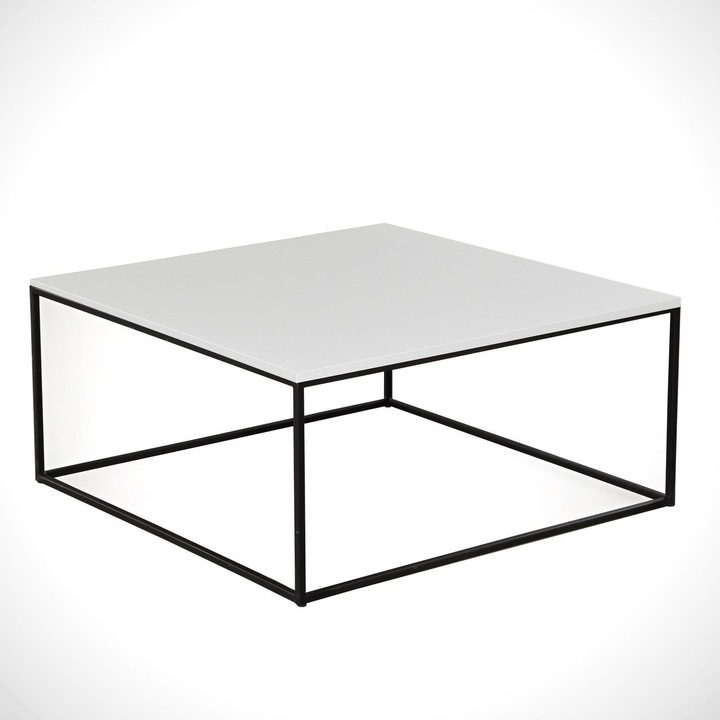 Masa de cafea Nancy Homestore, Inver Grove Heights, Lemn/Metal, 75 x 75 x 43 cm, Alb/Negru