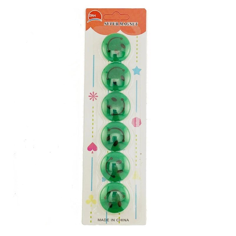 Magneti Smiley Face PROCART, diametru 35 mm, set 6 bucati, verde