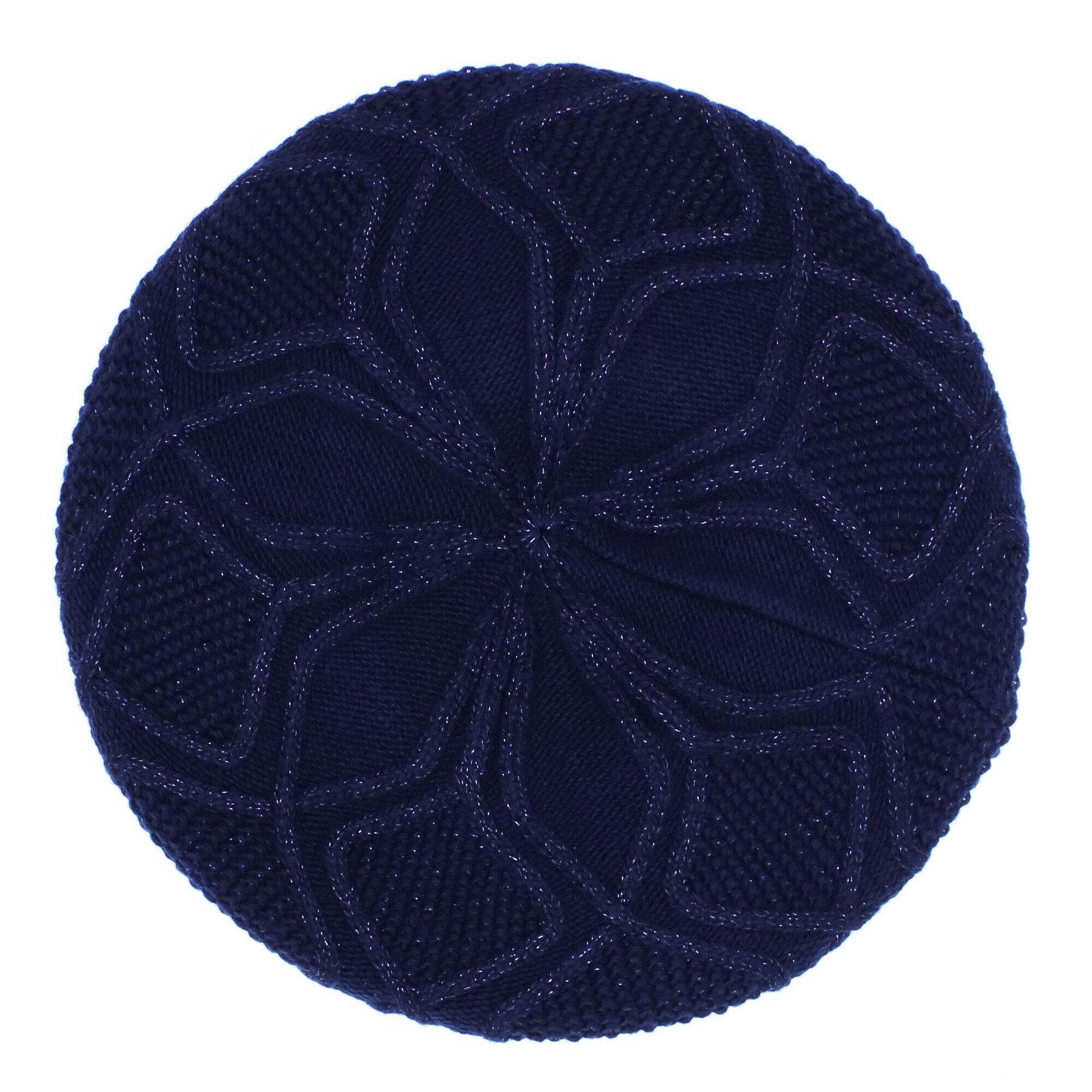 Bereta de dama, tricotata, 70% acrylic 30% casmir, Albastru cu sclipici, one size - BSC339