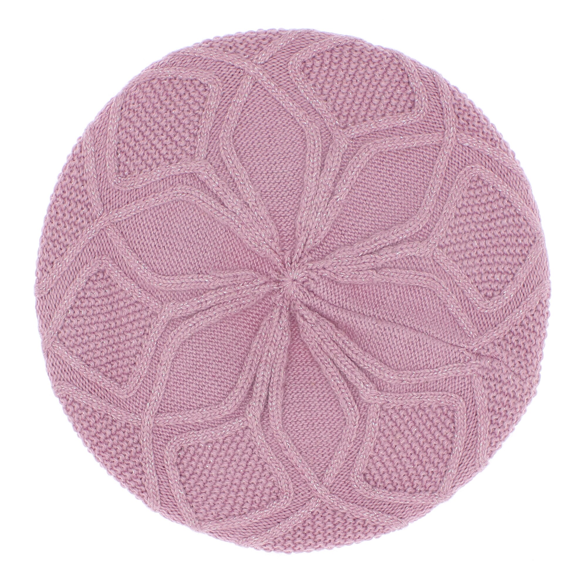 Bereta de dama, tricotata, 70% acrylic 30% casmir, Roz cu sclipici, one size - BSC341