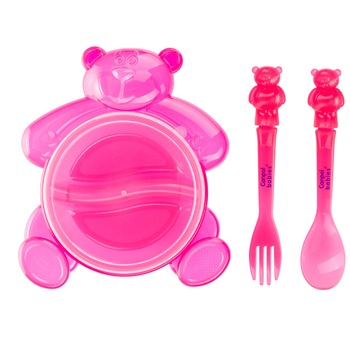 Set 3 piese castron si tacamuri 140 ml Canpol Babies Bear Bowl 2/422, Roz 6+ luni Set 3 piese castron si tacamuri 140 ml Canpol Babies Bear Bowl 2/422, Roz 6+ luni