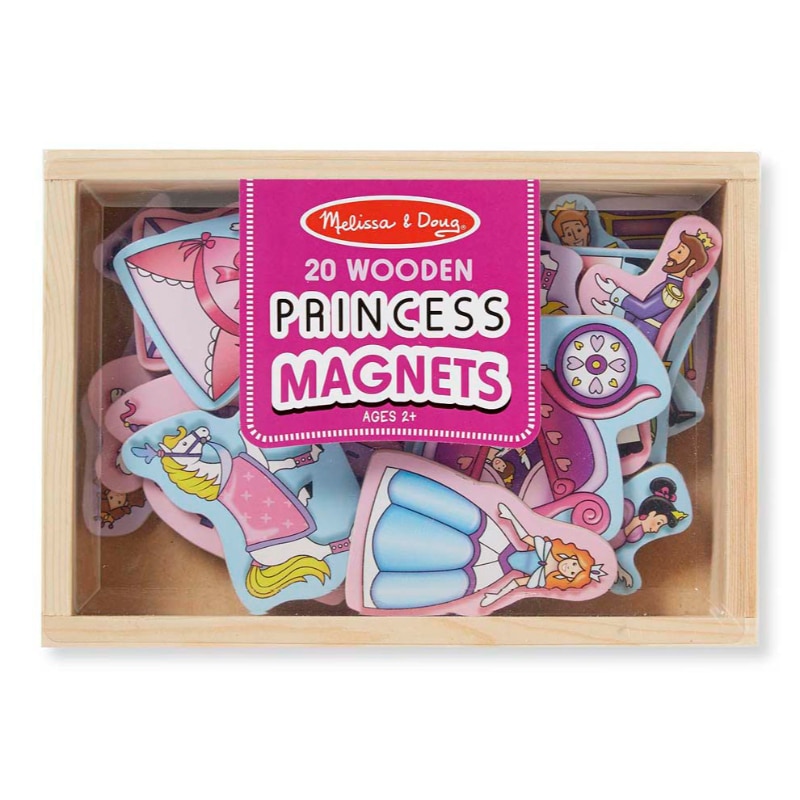 Set 20 magneti, Melissa & Doug, Printese, Lemn, 14x20x5 cm, Multicolor