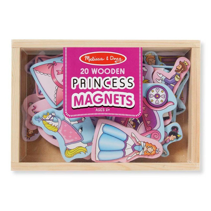 Set 20 magneti, Melissa & Doug, Printese, Lemn, 14x20x5 cm, Multicolor