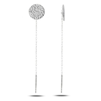 Cercei lungi din argint placat cu rodiu, cu banuti - ETU0131 Cercei lungi din argint placat cu rodiu, cu banuti - ETU0131