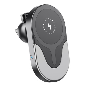 Incarcator wireless auto, suport auto pentru iPhone 12, 15W Fast Charge, magnetic, incarcare prin husa, grila ventilatie, negru Incarcator wireless auto, suport auto pentru iPhone 12, 15W Fast Charge, magnetic, incarcare prin husa, grila ventilatie, negru