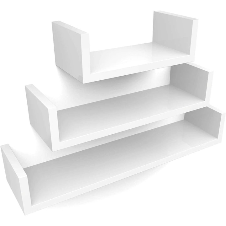 Комплект от 3 рафта, Nancy Homestore, MDF, бял