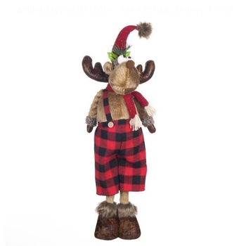 Figurina decorativa de Craciun, Ren cu pantaloni in carouri,75 cm Figurina decorativa de Craciun, Ren cu pantaloni in carouri,75 cm