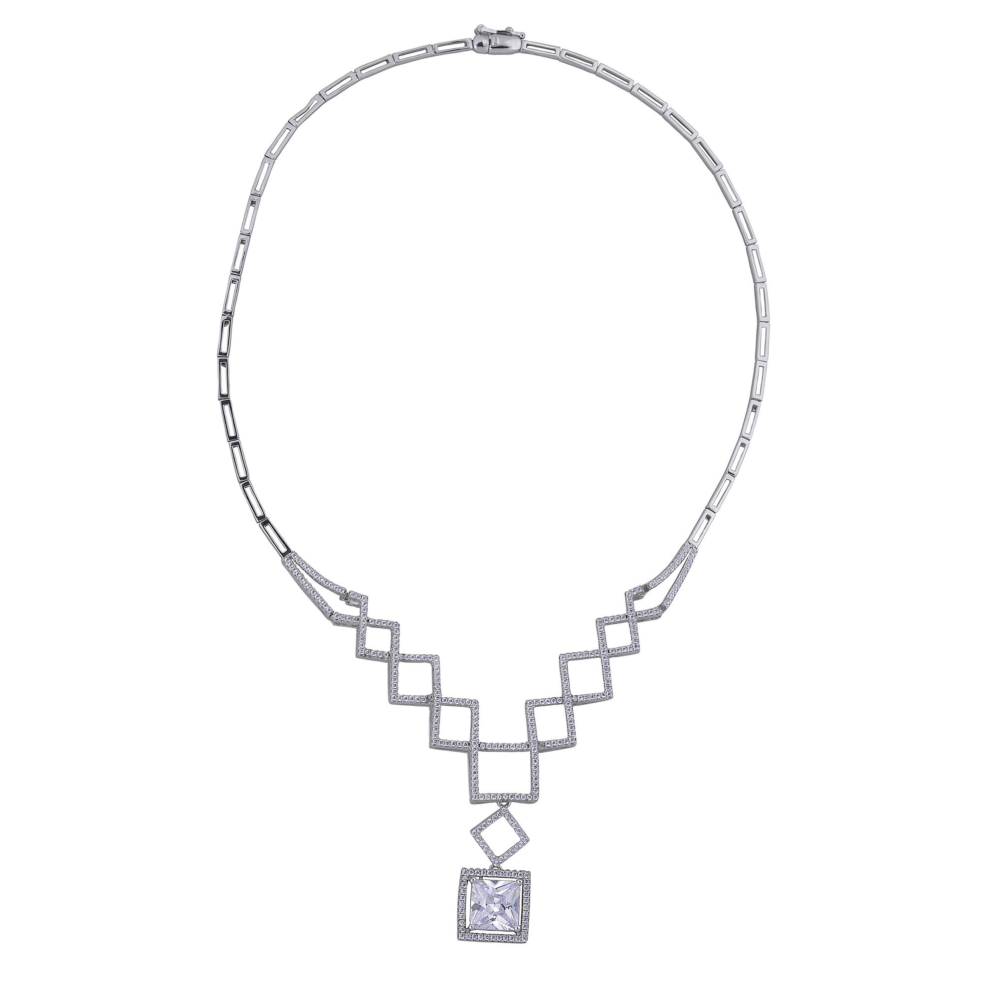 Colier din argint lucrat manual, reglabil, cu pietre zirconiu