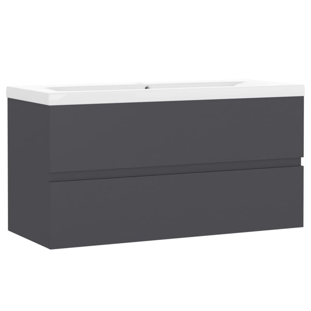 Dulap de baie si chiuveta integrata, vidaXL, PAL, 90 x 38.5 x 45cm, Gri