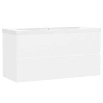 Dulap de baie si chiuveta integrata, vidaXL, PAL, 90 x 38.5 x 45cm, Alb extralucios Dulap de baie si chiuveta integrata, vidaXL, PAL, 90 x 38.5 x 45cm, Alb extralucios