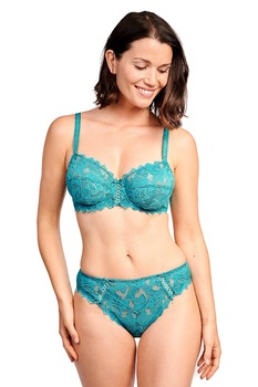 Chiloti model clasic de colectie frantuzeasca din dantela si microfibra, Arum, Petrol Chiloti model clasic de colectie frantuzeasca din dantela si microfibra, Arum, Petrol