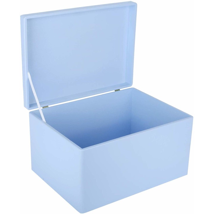 Creative Deco Fából készült nagy tároló láda, Kék, 40 x 30 x 24 cm (+/1 cm), Fedéllel