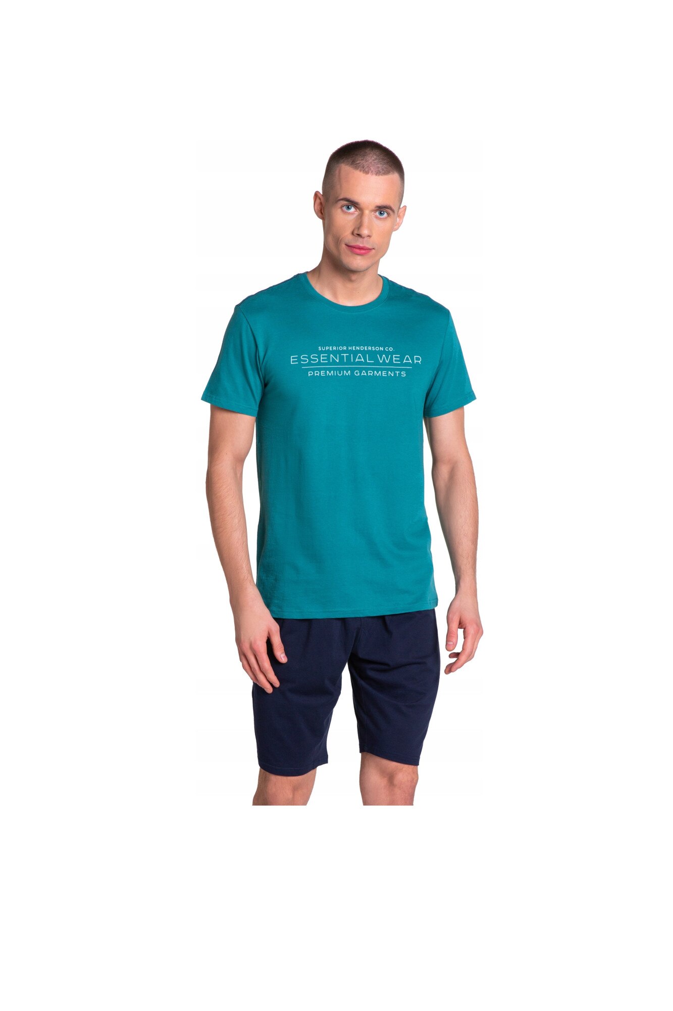 Pijama barbati Henderson, Bumbac, Verde/Bleumarin,