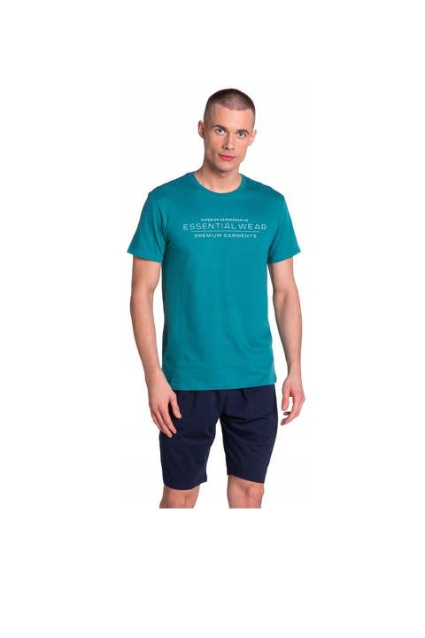 Мъжка пижама Henderson, памук, зелено/тъмносиньо,