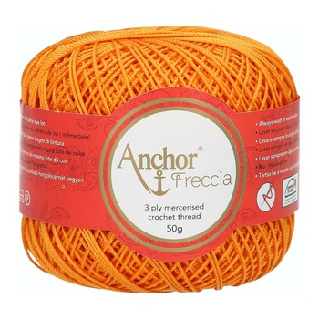 Fir de crosetat, Anchor Freccia 6, 100% bumbac, grosime fir nr 2 Fine, lungime 175 m, 50 g, portocaliu 00314 Fir de crosetat, Anchor Freccia 6, 100% bumbac, grosime fir nr 2 Fine, lungime 175 m, 50 g, portocaliu 00314