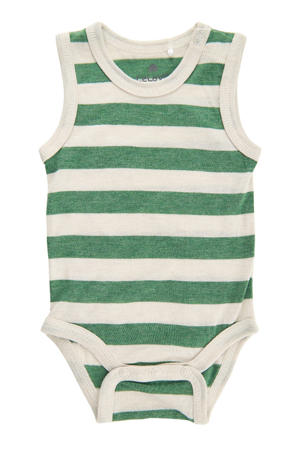 CeLaVi, Body din amestec de bambus si lana Merinos, cu model in dungi, Verde/Alb prafuit