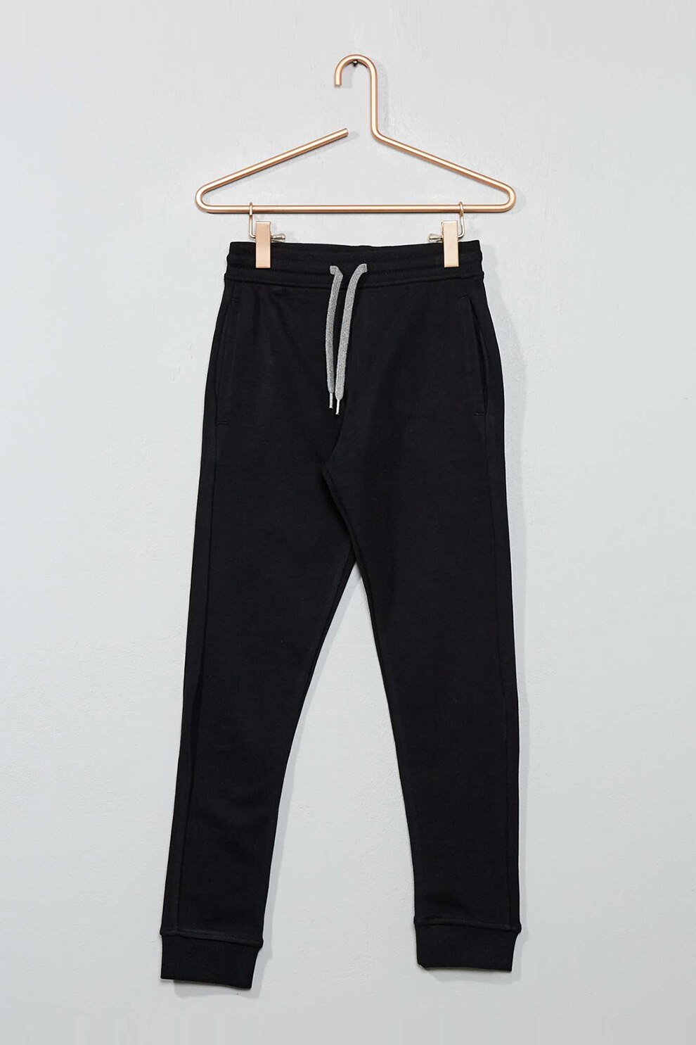 KIABI, Pantaloni sport cu croiala conica si buzunare laterale, Negru