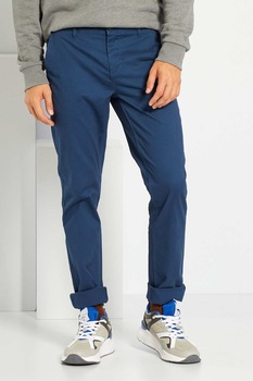 KIABI, Pantaloni chino slim fit, Albastru inchis
