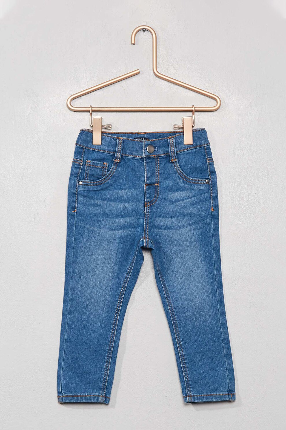 KIABI, Blugi slim fit cu aspect decolorat, Albastru