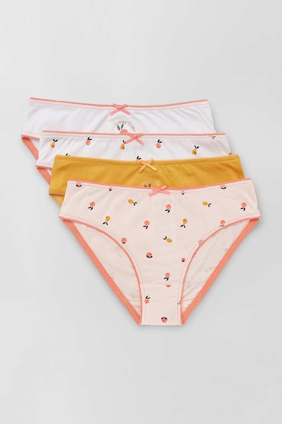 KIABI, Set de chiloti cu imprimeu - 3 perechi, Alb/Roz/Galben mustar