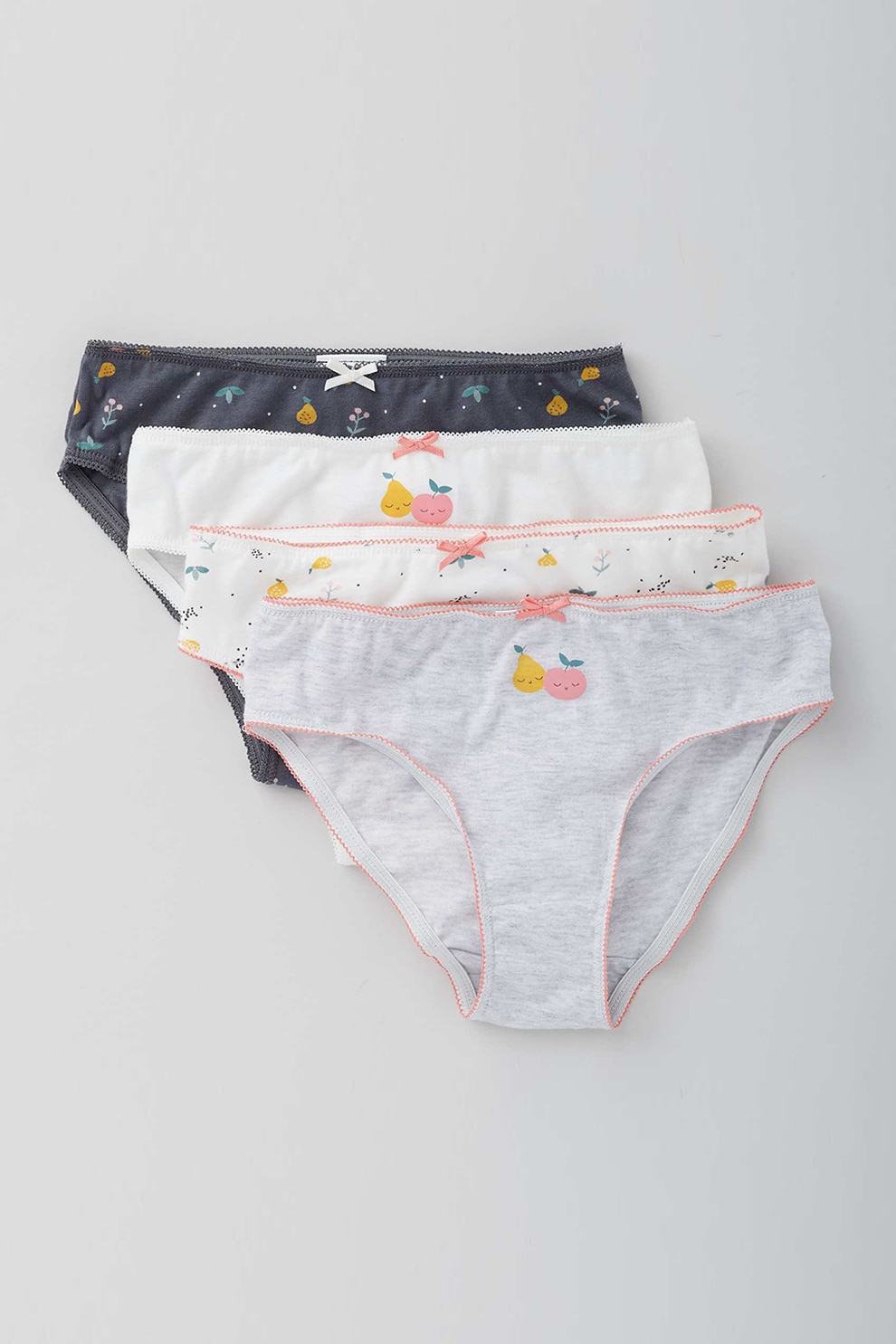 KIABI, Set de chiloti cu imprimeu - 3 perechi, Alb/Gri