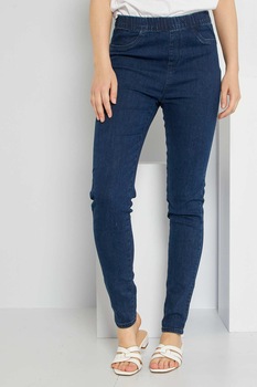 KIABI, Colanti cu talie inalta si buzunare, Albastru inchis KIABI, Colanti cu talie inalta si buzunare, Albastru inchis