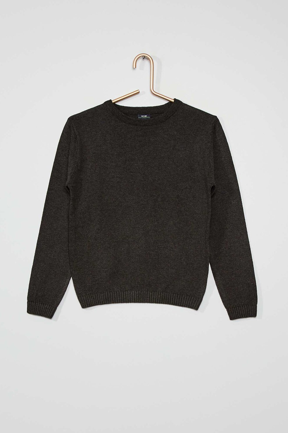 KIABI, Pulover de bumbac cu decolteu la baza gatului, Gri antracit