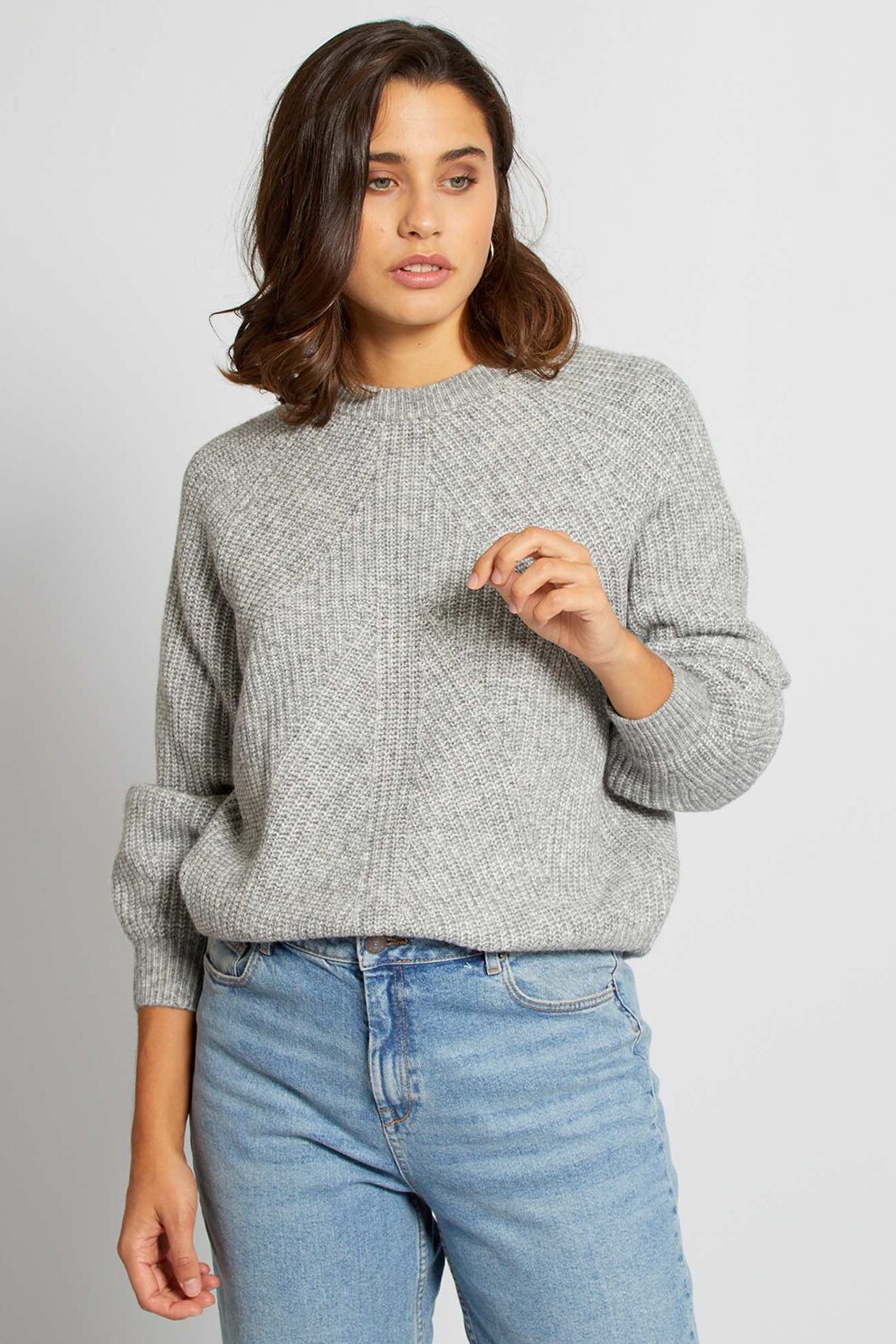 KIABI, Pulover cu maneci raglan, Gri