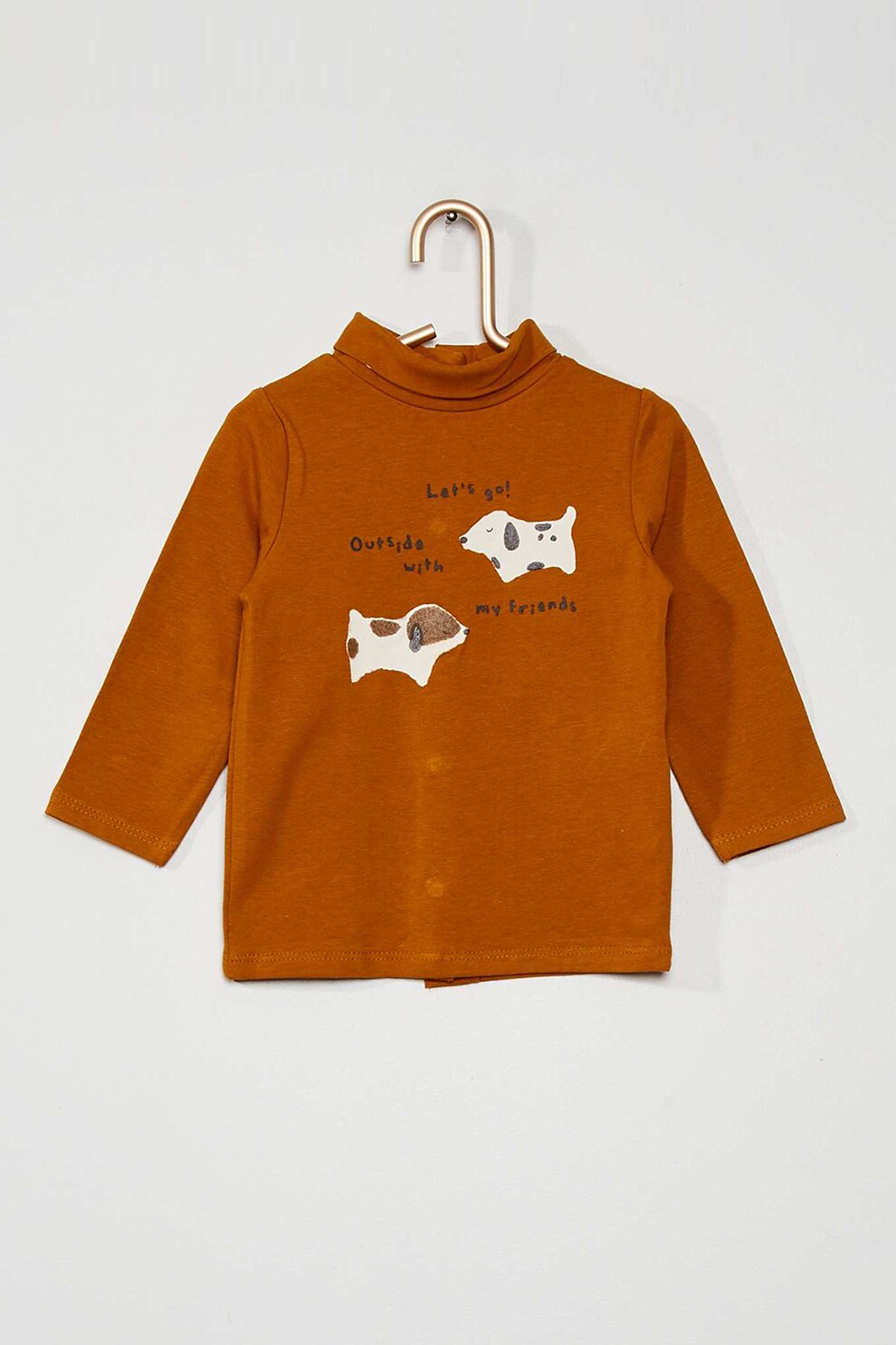 KIABI, Bluza cu guler inalt si imprimeu text, Scortisoara