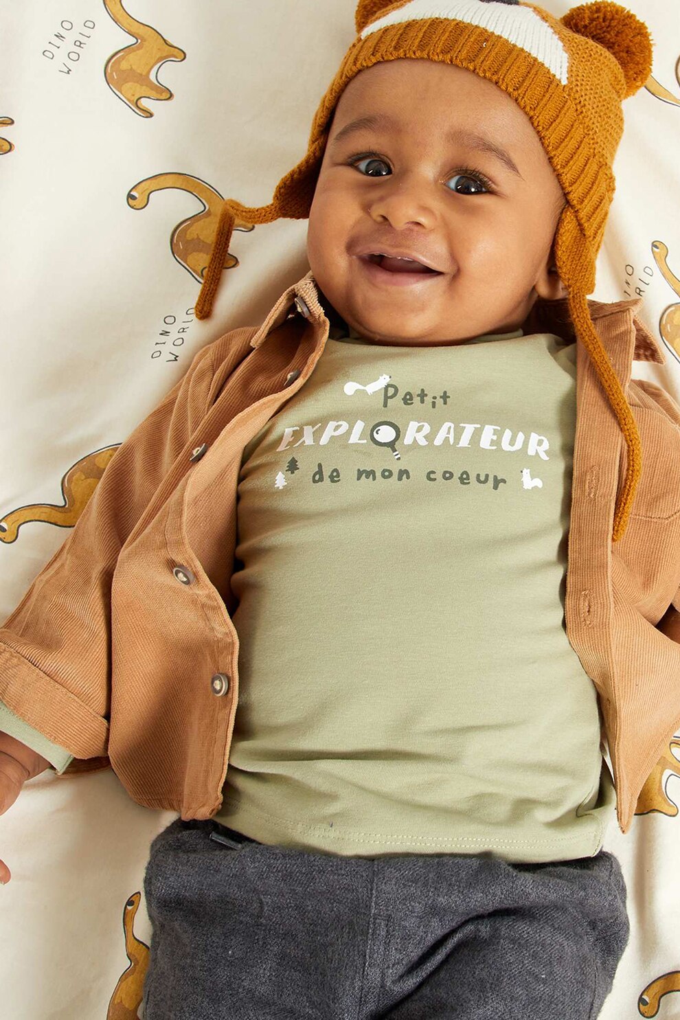 KIABI, Bluza cu guler inalt si imprimeu text, Verde pal