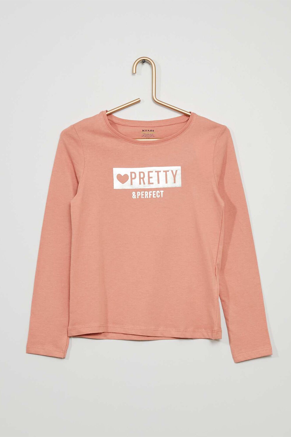 KIABI, Bluza cu imprimeu si decolteu rotund, Roz