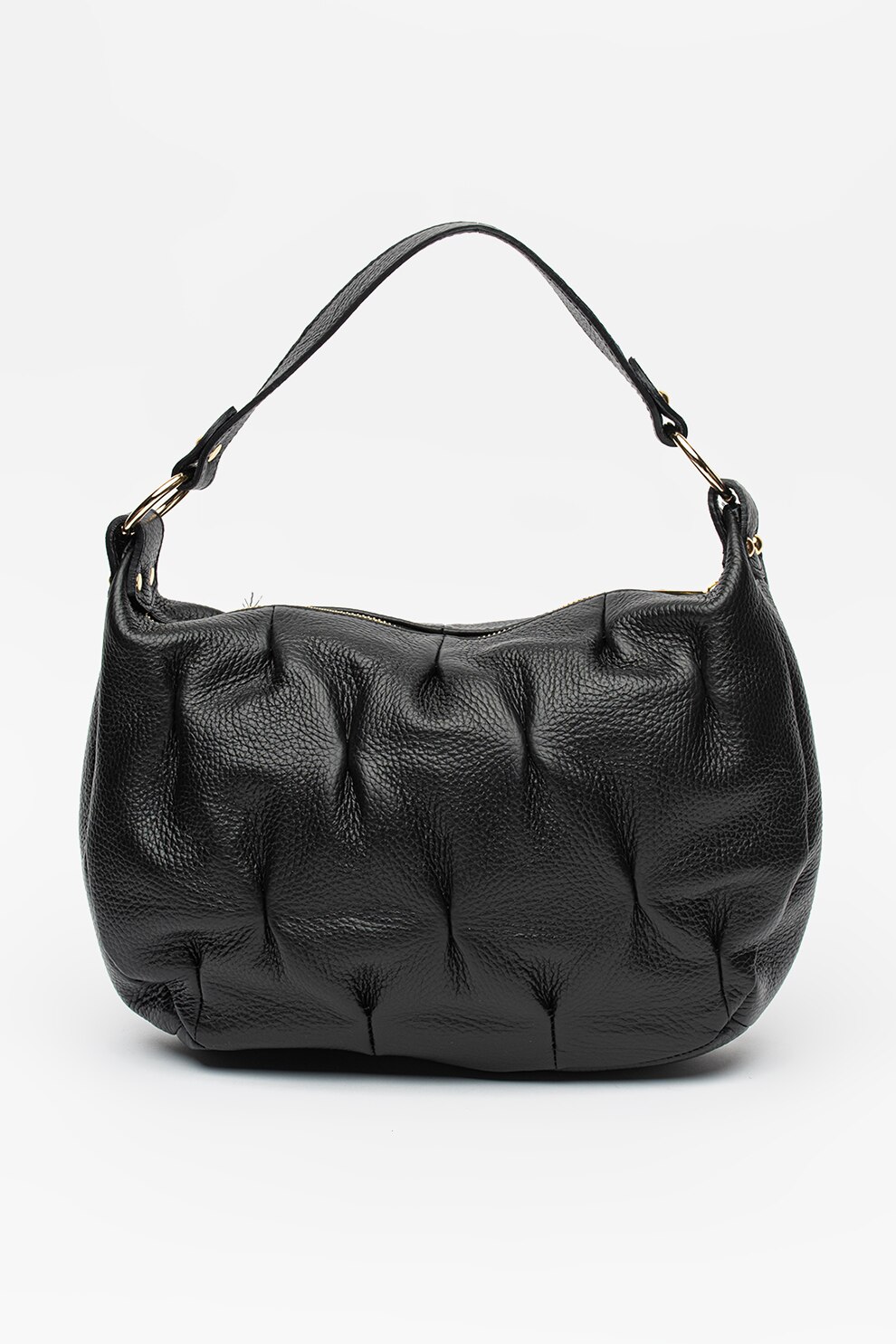 Chiara Canotti, Geanta baguette de piele cu fronseuri, Negru